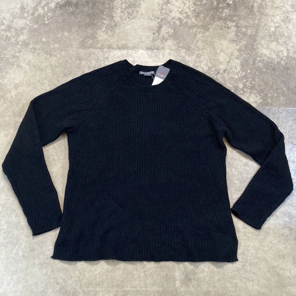 alashan cashmere sweater Womens XL Black Ebony Cozy Rib Pullover Basic‎ Classic